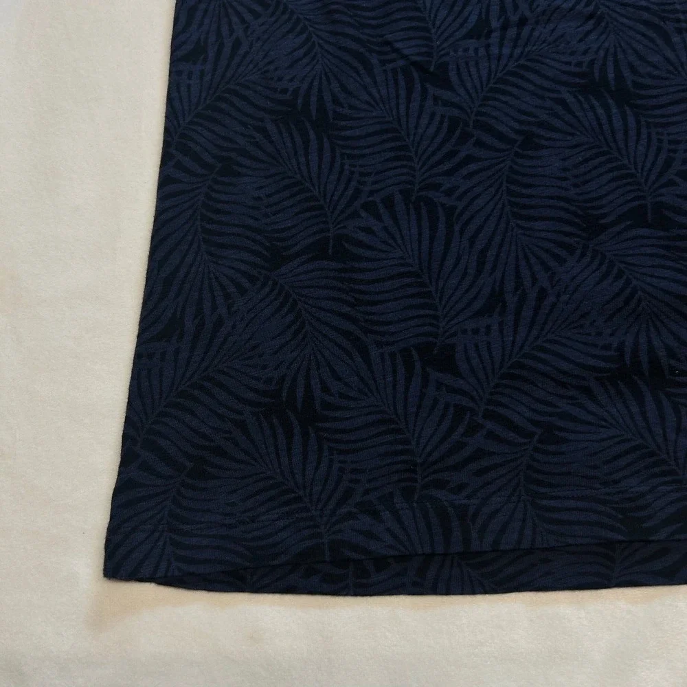 Banana Republic Vintage Mens Large Navy Blue Palm Leaf‎ Tropical Cotton T-Shirt